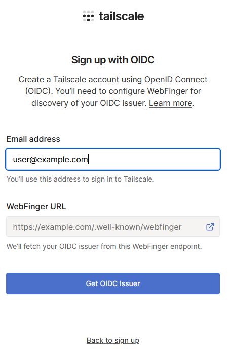 Tailscale Signup Screen 1