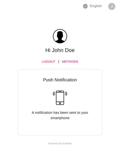 The Mobile Push 2FA view
