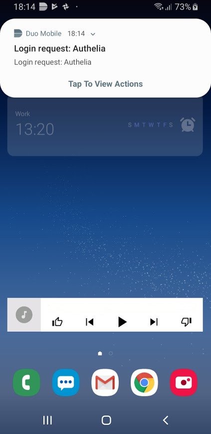 The Duo Mobile Push authorization notification