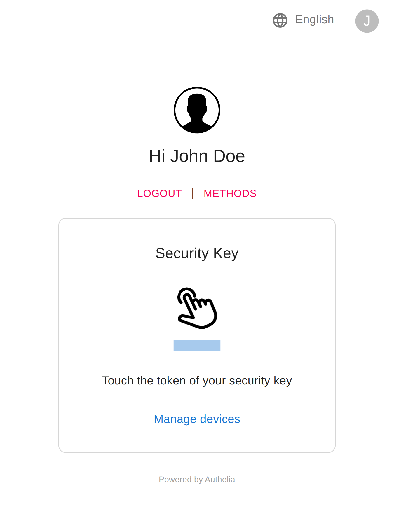 2FA WebAuthn Authentication View