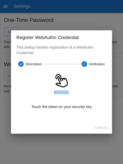2FA WebAuthn Registration View